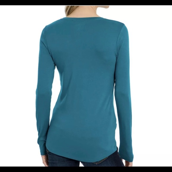 Eddie Bauer Favorite Long-Sleeve V-Neck Tee T-Shirt Dark Teal Size XS - Picture 2 of 8